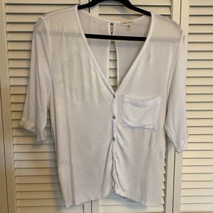 White UO sheer open back t-shirt